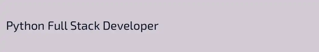 Python Full Stack Developer